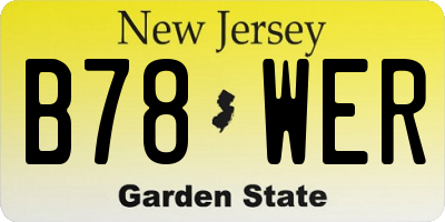 NJ license plate B78WER