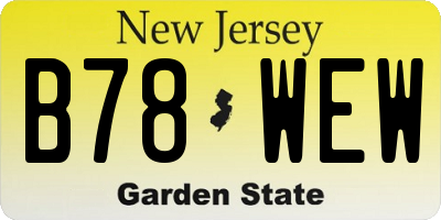 NJ license plate B78WEW