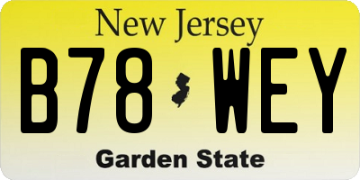 NJ license plate B78WEY