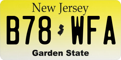 NJ license plate B78WFA