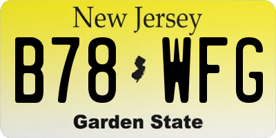 NJ license plate B78WFG