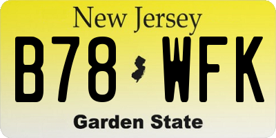 NJ license plate B78WFK