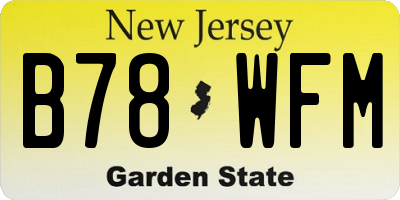 NJ license plate B78WFM