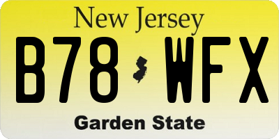 NJ license plate B78WFX
