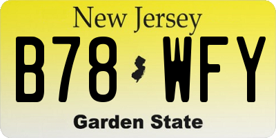 NJ license plate B78WFY