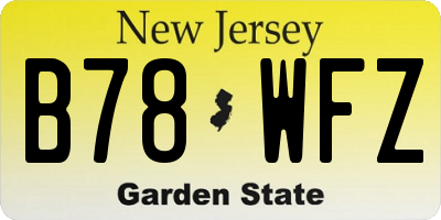 NJ license plate B78WFZ
