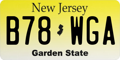 NJ license plate B78WGA