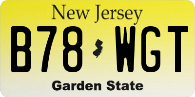 NJ license plate B78WGT