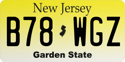 NJ license plate B78WGZ