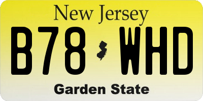 NJ license plate B78WHD