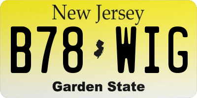 NJ license plate B78WIG
