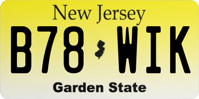 NJ license plate B78WIK