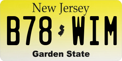 NJ license plate B78WIM