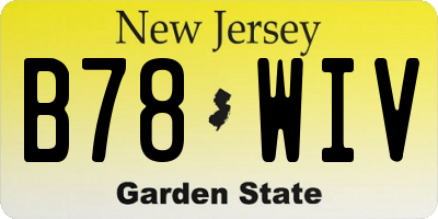 NJ license plate B78WIV