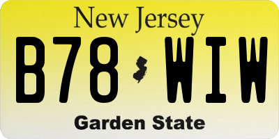 NJ license plate B78WIW