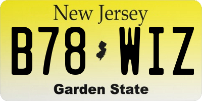 NJ license plate B78WIZ