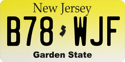 NJ license plate B78WJF