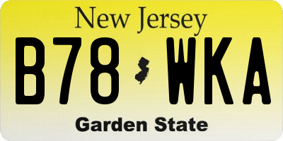 NJ license plate B78WKA