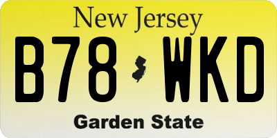 NJ license plate B78WKD