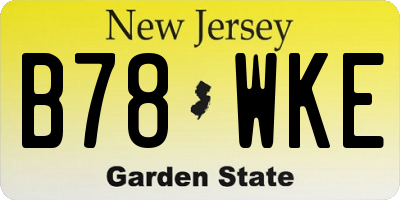 NJ license plate B78WKE