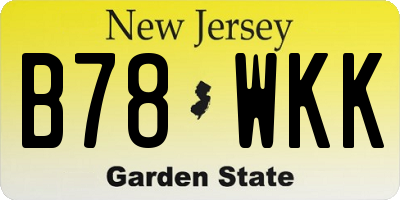 NJ license plate B78WKK