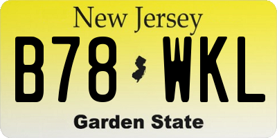 NJ license plate B78WKL