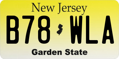 NJ license plate B78WLA