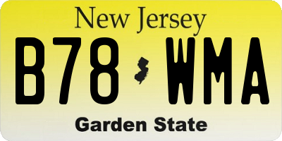 NJ license plate B78WMA