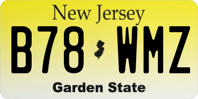 NJ license plate B78WMZ