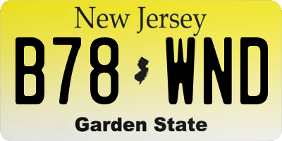 NJ license plate B78WND
