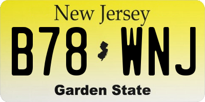 NJ license plate B78WNJ