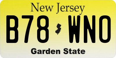 NJ license plate B78WNO