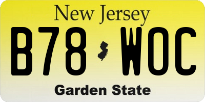 NJ license plate B78WOC