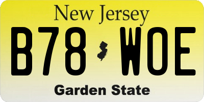 NJ license plate B78WOE