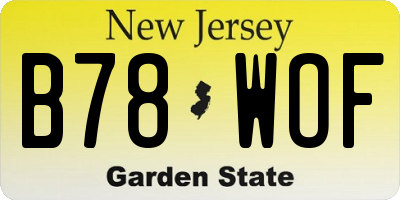 NJ license plate B78WOF