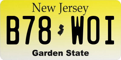 NJ license plate B78WOI