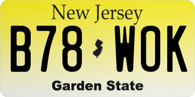 NJ license plate B78WOK