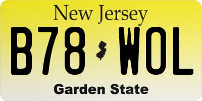 NJ license plate B78WOL