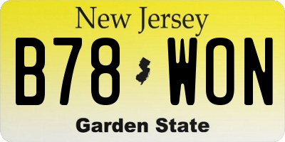 NJ license plate B78WON