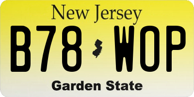 NJ license plate B78WOP