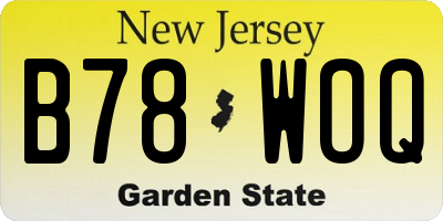 NJ license plate B78WOQ