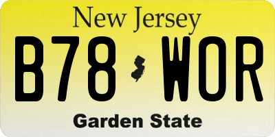 NJ license plate B78WOR