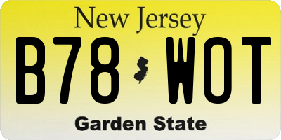 NJ license plate B78WOT