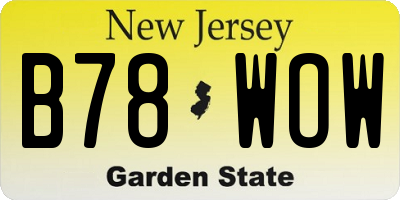 NJ license plate B78WOW