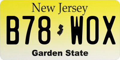 NJ license plate B78WOX