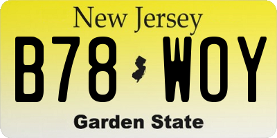 NJ license plate B78WOY