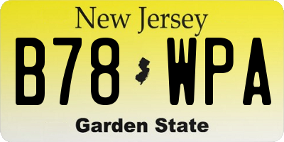 NJ license plate B78WPA