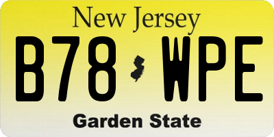 NJ license plate B78WPE