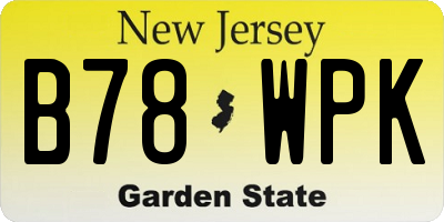 NJ license plate B78WPK