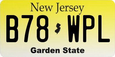 NJ license plate B78WPL